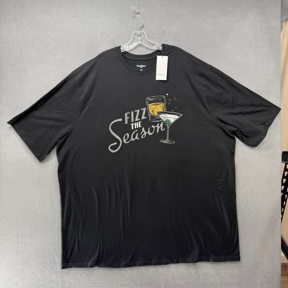 Goodfellow & Co T-Shirt Mens 4XL Tall Black Fizz The Season Cocktail Tee NWT